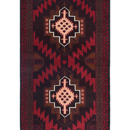 Baluch 2' 8" X 4' 6" Hand Knotted Wool Rug 2' 8" X 4' 6" (81 X 137) / Red / Wool
