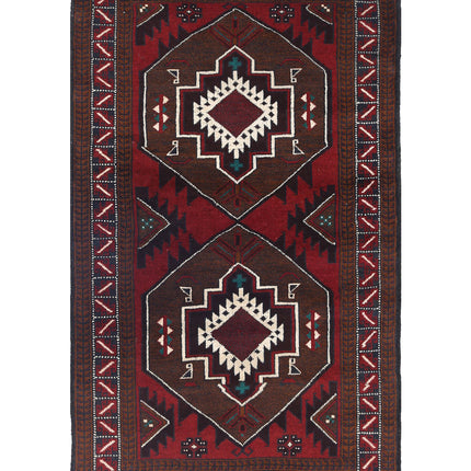Baluch 2' 11" X 5' 0" Hand Knotted Wool Rug 2' 11" X 5' 0" (89 X 152) / Red / Wool
