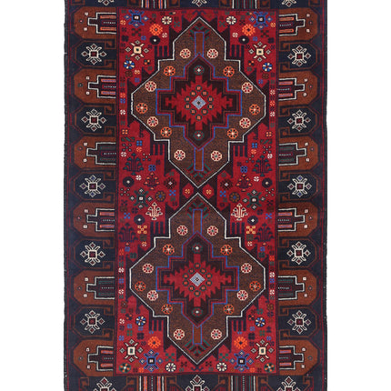 Baluch 2' 8" X 4' 9" Hand Knotted Wool Rug 2' 8" X 4' 9" (81 X 145) / Red / Wool