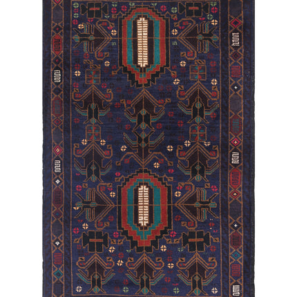 Baluch 2' 9" X 4' 6" Hand Knotted Wool Rug 2' 9" X 4' 6" (84 X 137) / Red / Wool
