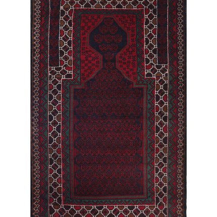 Baluch 2' 9" X 4' 6" Hand Knotted Wool Rug 2' 9" X 4' 6" (84 X 137) / Red / Wool