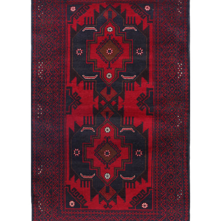 Baluch 3' 0" X 4' 11" Hand Knotted Wool Rug 3' 0" X 4' 11" (91 X 150) / Red / Wool