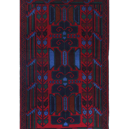 Baluch 2' 8" X 4' 7" Hand Knotted Wool Rug 2' 8" X 4' 7" (81 X 140) / Red / Wool