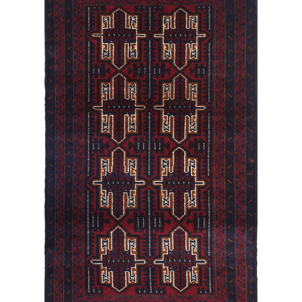 Baluch 2' 11" X 4' 10" Hand Knotted Wool Rug 2' 11" X 4' 10" (89 X 147) / Red / Wool