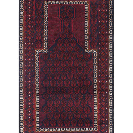 Baluch 2' 9" X 4' 7" Hand Knotted Wool Rug 2' 9" X 4' 7" (84 X 140) / Red / Wool