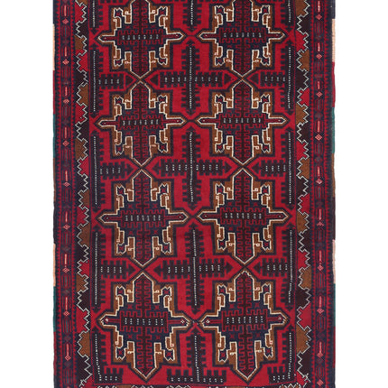 Baluch 2' 9" X 4' 6" Hand Knotted Wool Rug 2' 9" X 4' 6" (84 X 137) / Red / Wool