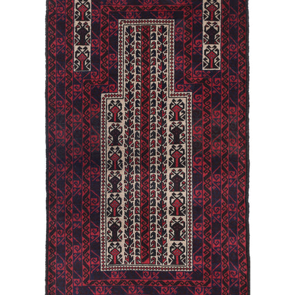 Baluch 2' 10" X 5' 0" Hand Knotted Wool Rug 2' 10" X 5' 0" (86 X 152) / Red / Wool