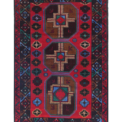 Baluch 2' 10" X 4' 5" Hand Knotted Wool Rug 2' 10" X 4' 5" (86 X 135) / Red / Wool