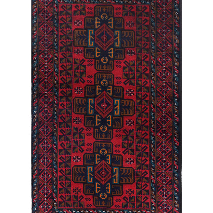 Baluch 2' 8" X 4' 8" Hand Knotted Wool Rug 2' 8" X 4' 8" (81 X 142) / Red / Wool