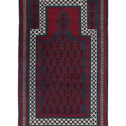 Baluch 2' 11" X 4' 8" Hand Knotted Wool Rug 2' 11" X 4' 8" (89 X 142) / Red / Wool