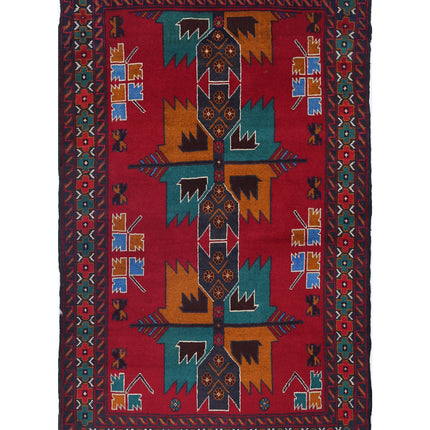 Baluch 2' 11" X 4' 8" Hand Knotted Wool Rug 2' 11" X 4' 8" (89 X 142) / Red / Wool