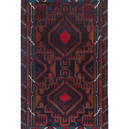 Baluch 2' 9" X 4' 9" Hand Knotted Wool Rug 2' 9" X 4' 9" (84 X 145) / Red / Wool