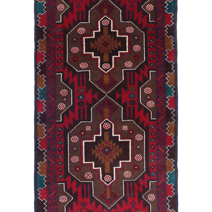 Baluch 2' 9" X 4' 8" Hand Knotted Wool Rug 2' 9" X 4' 8" (84 X 142) / Red / Wool