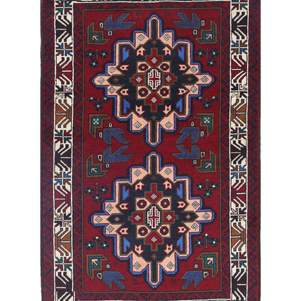 Baluch 2' 9" X 4' 5" Hand Knotted Wool Rug 2' 9" X 4' 5" (84 X 135) / Red / Wool