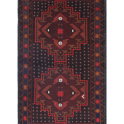 Baluch 2' 9" X 4' 7" Hand Knotted Wool Rug 2' 9" X 4' 7" (84 X 140) / Red / Wool