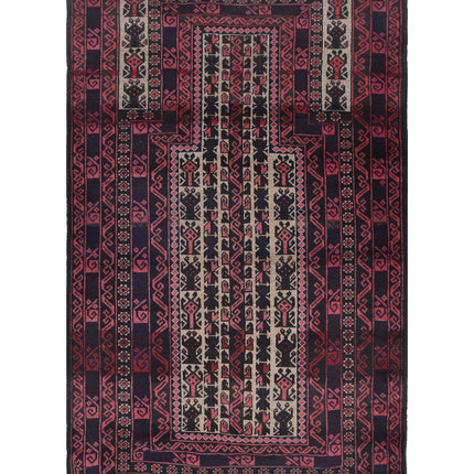 Baluch 3' 0" X 4' 11" Hand Knotted Wool Rug 3' 0" X 4' 11" (91 X 150) / Red / Wool