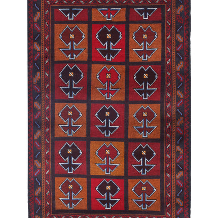 Baluch 2' 11" X 4' 5" Hand Knotted Wool Rug 2' 11" X 4' 5" (89 X 135) / Red / Wool