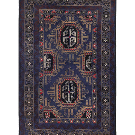 Baluch 2' 11" X 4' 9" Hand Knotted Wool Rug 2' 11" X 4' 9" (89 X 145) / Red / Wool