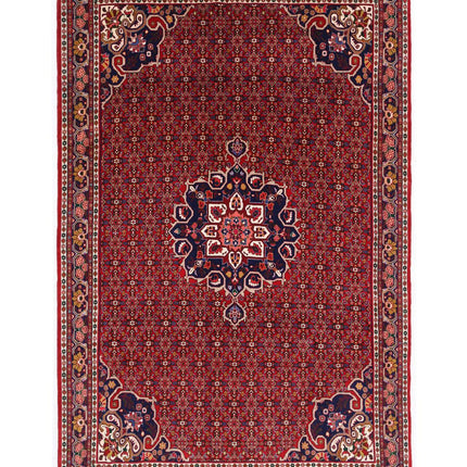 Bijar 6' 11" X 10' 6" Hand Knotted Wool Rug 6' 11" X 10' 6" (211 X 320) / Red / Wool