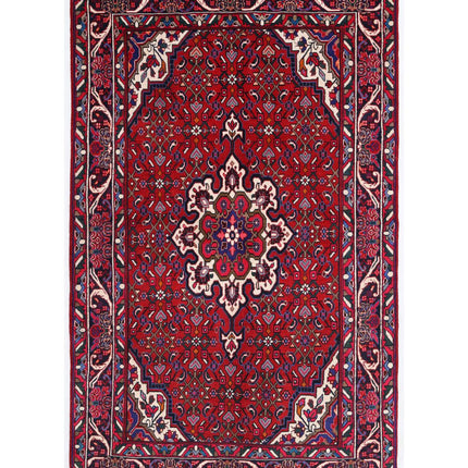 Bijar 4' 1" X 6' 8" Hand Knotted Wool Rug 4' 1" X 6' 8" (124 X 203) / Red / Wool