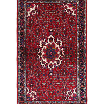 Bijar 4' 2" X 7' 3" Hand Knotted Wool Rug 4' 2" X 7' 3" (127 X 221) / Red / Wool