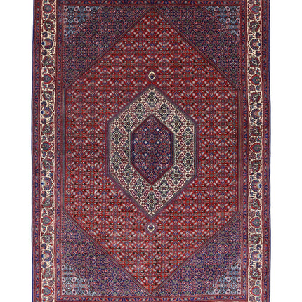 Bijar 6' 7" X 9' 10" Hand Knotted Wool & Silk Rug 6' 7" X 9' 10" (201 X 300) / Red / Wool & Silk