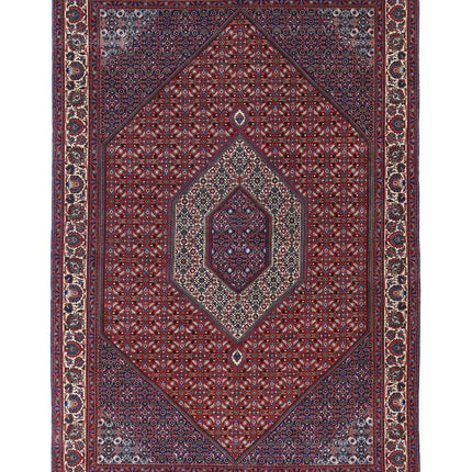 Bijar 6' 6" X 9' 9" Hand Knotted Wool & Silk Rug 6' 6" X 9' 9" (198 X 297) / Red / Wool & Silk