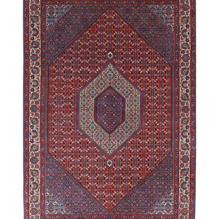 Bijar 6' 7" X 9' 9" Hand Knotted Wool & Silk Rug 6' 7" X 9' 9" (201 X 297) / Red / Wool & Silk