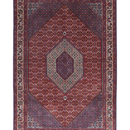 Bijar 6' 7" X 9' 9" Hand Knotted Wool & Silk Rug 6' 7" X 9' 9" (201 X 297) / Red / Wool & Silk