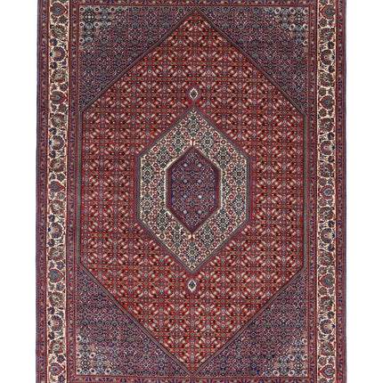 Bijar 6' 7" X 9' 9" Hand Knotted Wool & Silk Rug 6' 7" X 9' 9" (201 X 297) / Red / Wool & Silk