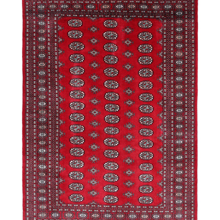 Bokhara 6' 0" X 8' 8" Hand Knotted Wool Rug 6' 0" X 8' 8" (183 X 264) / Red / Wool