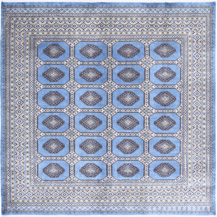 Bokhara 6' 7" X 6' 5" Hand Knotted Wool Rug 6' 7" X 6' 5" (201 X 196) / Blue / Wool