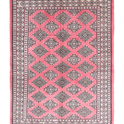 Bokhara 4' 7" X 6' 5" Hand Knotted Wool Rug 4' 7" X 6' 5" (140 X 196) / Pink / Wool