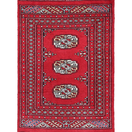 Bokhara 2' 0" X 3' 2" Hand Knotted Wool Rug 2' 0" X 3' 2" (61 X 97) / Red / Wool