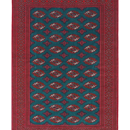 Bokhara 6' 2" X 9' 7" Hand Knotted Wool Rug 6' 2" X 9' 7" (188 X 292) / Green / Wool