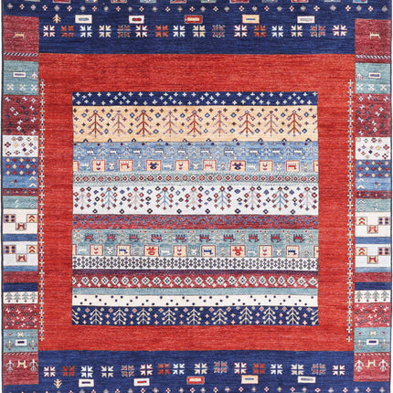 Gabbeh 8' 2" X 9' 9" Hand Knotted Wool Rug 8' 2" X 9' 9" (249 X 297) / Blue / Wool