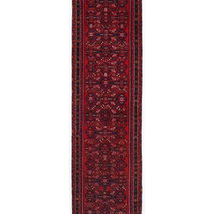 Hamadan 2' 10" X 10' 3" Hand Knotted Wool Rug 2' 10" X 10' 3" (86 X 312) / Red / Wool