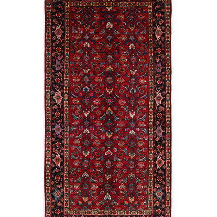Hamadan 4' 11" X 10' 2" Hand Knotted Wool Rug 4' 11" X 10' 2" (150 X 310) / Red / Wool
