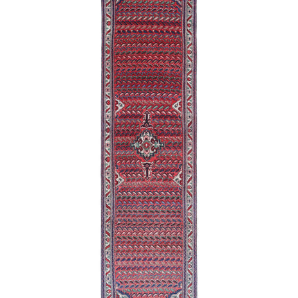Hamadan 3' 5" X 13' 4" Hand Knotted Wool Rug 3' 5" X 13' 4" (104 X 406) / Pink / Wool