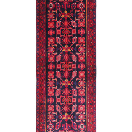 Hamadan 3' 8" X 10' 0" Hand Knotted Wool Rug 3' 8" X 10' 0" (112 X 305) / Black / Wool