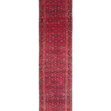 Hamadan 3' 10" X 17' 0" Hand Knotted Wool Rug 3' 10" X 17' 0" (117 X 518) / Red / Wool
