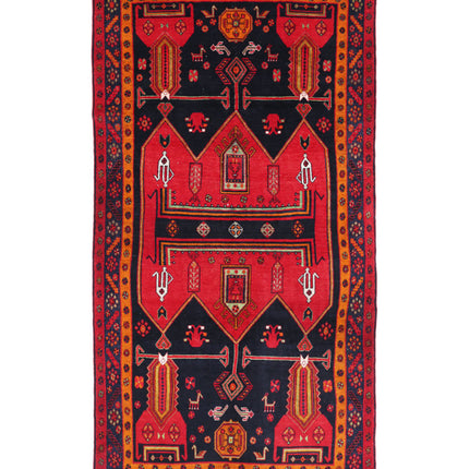 Hamadan 4' 9" X 9' 7" Hand Knotted Wool Rug 4' 9" X 9' 7" (145 X 292) / Red / Wool