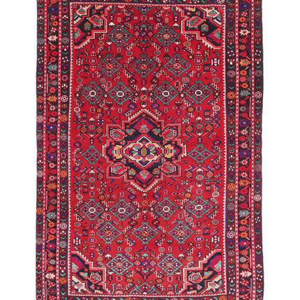 Hamadan 5' 4" X 7' 11" Hand Knotted Wool Rug 5' 4" X 7' 11" (162 X 241) / Red / Wool