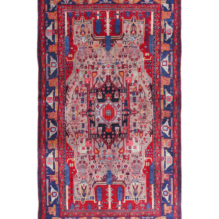 Hamadan 4' 11" X 9' 0" Hand Knotted Wool Rug 4' 11" X 9' 0" (150 X 274) / Red / Wool