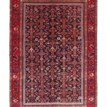 Hamadan 6' 11" X 9' 11" Hand Knotted Wool Rug 6' 11" X 9' 11" (211 X 302) / Black / Wool