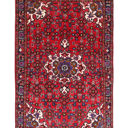 Hamadan 3' 3" X 5' 0" Hand Knotted Wool Rug 3' 3" X 5' 0" (99 X 152) / Red / Wool
