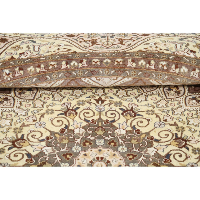 Heritage 11' 11" X 11' 11" Hand Knotted Wool Rug 11' 11" X 11' 11" (363 X 363) / Ivory / Brown