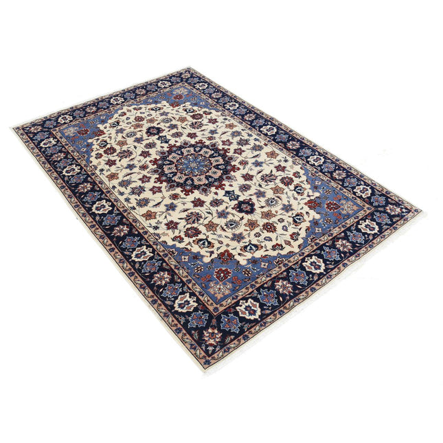 Heritage 4' 1" X 6' 0" Hand Knotted Wool Rug 4' 1" X 6' 0" (124 X 183) / Ivory / Blue