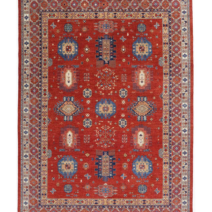 Humna 10' 0" X 13' 7" Hand Knotted Wool Rug 10' 0" X 13' 7" (305 X 414) / Red / Wool