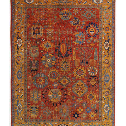 Humna 9' 11" X 13' 7" Hand Knotted Wool Rug 9' 11" X 13' 7" (302 X 414) / Red / Wool